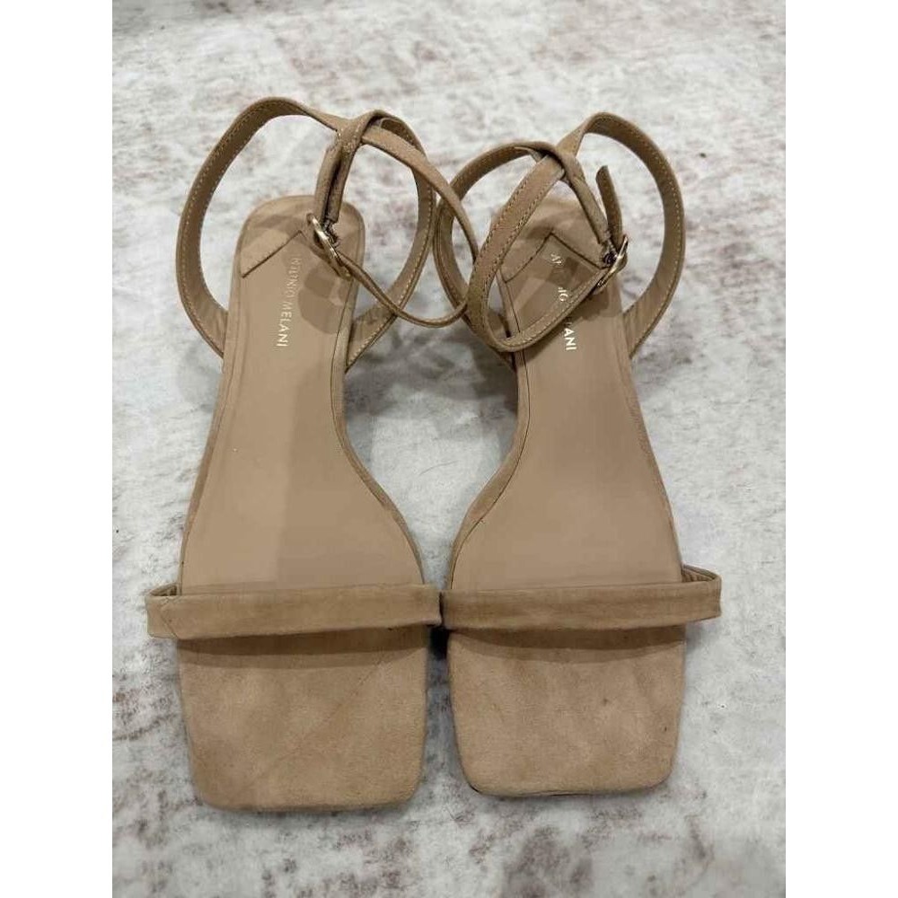 Antonio Melani Nude Suede Square Toe Ankle Strap Kitten Heels 6.5